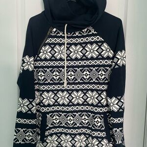 AMPERSAND AVE Black and White Patterned Hoodie